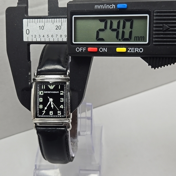 Emporio Armani AR0207 Tank Watch Black Dial Leather Strap Quartz New Battery - Picture 4 of 13